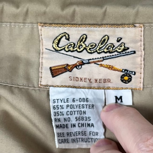 Cabelas 6-086 Hunting Fishing Safari Khaki Beige Belted Field Jacket Medium Vtg - Picture 4 of 12